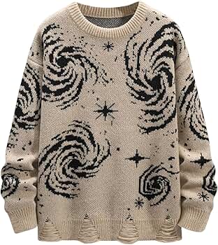 BEAUDRM Men's Graphic Grunge Sweater Goth Punk Halloween